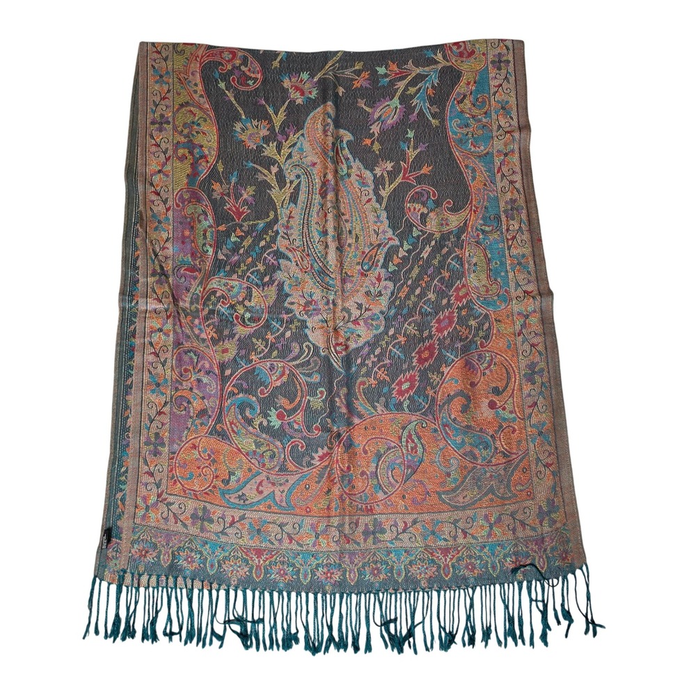 Unbranded Pashmina Scarf Women OS Multicolor Paisley Shawl Wrap Fringe Viscose